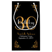 Moderne  Retro Zwart Goud 30e Verjaardag Klein Cadeauzakje (Achterkant)