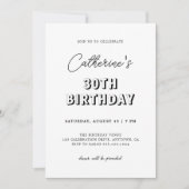 Moderne Retro Zwart & Wit 30ste Verjaardagsfeest Kaart (Voorkant)