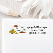 Moderne retro zwemvissen uit het midden van de ee etiket (Insitu)