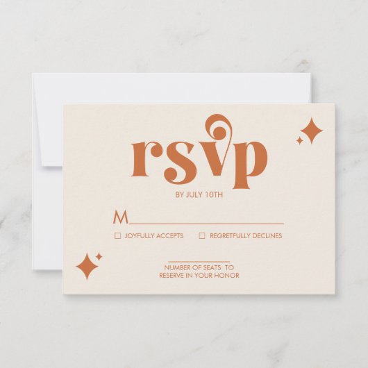 Moderne Retrocrème en Oranje RSVP-Kaart RSVP Kaartje (Voorkant)