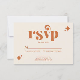 Moderne Retrocrème en Oranje RSVP-Kaart RSVP Kaartje