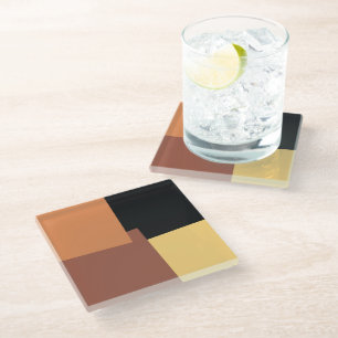 Moderne retrokleuren geometrisch #35 glazen onderzetter