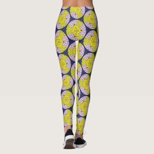 Moderne Retropatronen, cirkelpatroon Leggings (Achterkant)