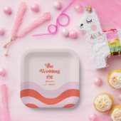 Moderne retroroze en Oranje Typografie-bruiloft Pa Papieren Bordje (Feest)