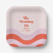 Moderne retroroze en Oranje Typografie-bruiloft Pa Papieren Bordje (Voorkant)