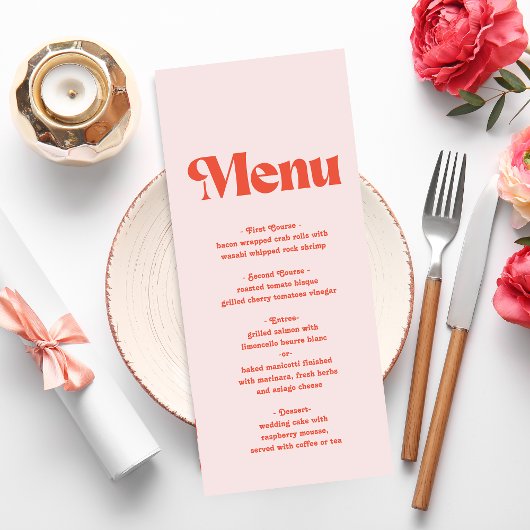 Moderne retroroze en Oranje typografie Menu