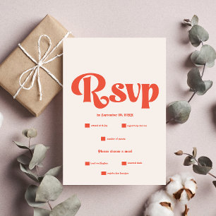 Moderne retroroze en Oranje typografie RSVP Kaartje