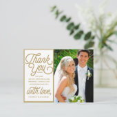 Moderne Retrostijl Dankjewel Trouwfoto Briefkaart (Staand voorkant)