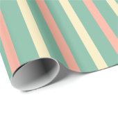 Moderne Retrostrips in Blauwgroen Munt lichtroze c Cadeaupapier (Rol Hoek)