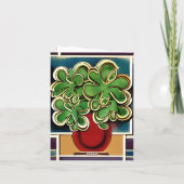Moderne retrovase van shamrocks|Klokken Bedankkaart (Achterkant)