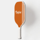 Moderne Retrowhite Stripes Sinaasappel Gepersonali Pickleball Paddle (Links)