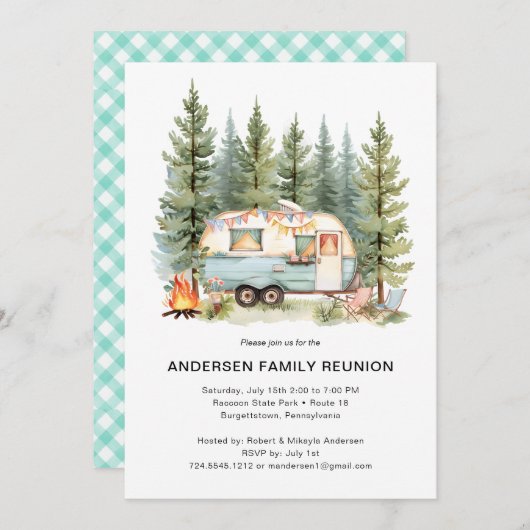 Moderne Reünie Rustiek Bos Eenvoudige uitnodiging (Voorkant / Achterkant)