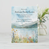 Moderne Reünie Rustieke Wildbloemen Uitnodiging (Staand voorkant)