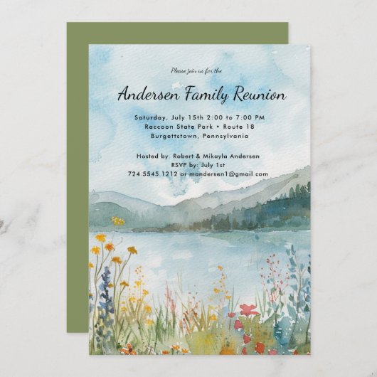 Moderne Reünie Rustieke Wildbloemen Uitnodiging (Voorkant / Achterkant)