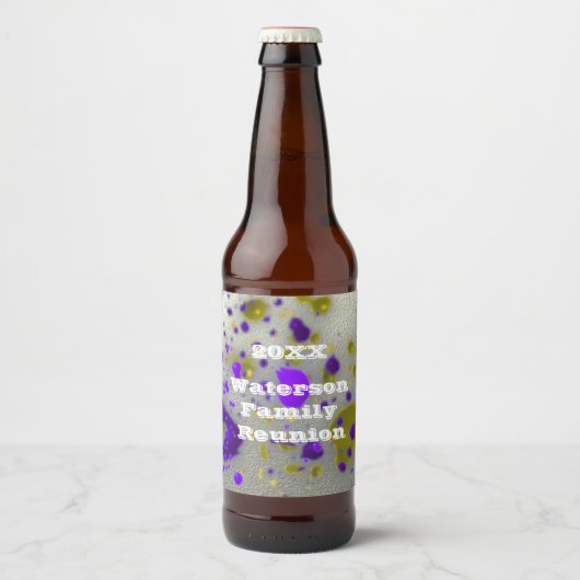 Moderne reunion Paint Splatter Event Bier Etiket (Voorkant)