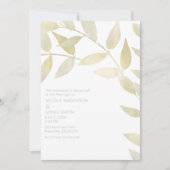 Moderne reuzengouden bladeren botanisch huwelijk kaart (Voorkant)