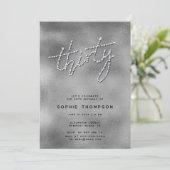 Moderne Rhinestones Zilveren Reflexies Glam 30th Kaart (Staand voorkant)