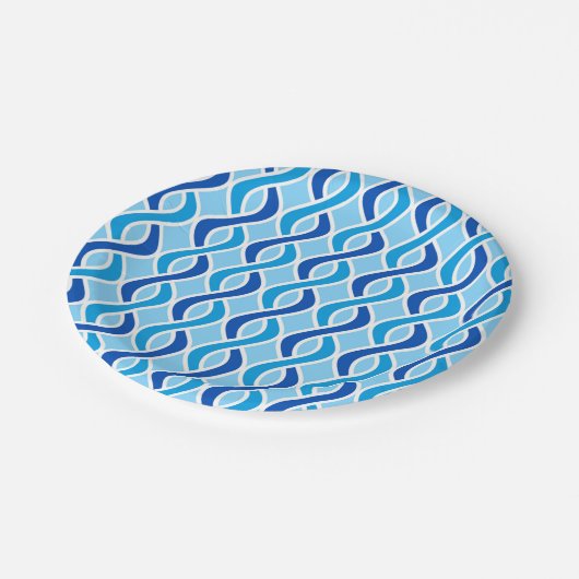 Moderne ribbons uit de middeleeuwen, kobalt & sky papieren bordje (Gekanteld)