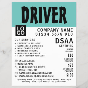 Moderne Rijschool met Krachtige Reclame voor Instr Flyer