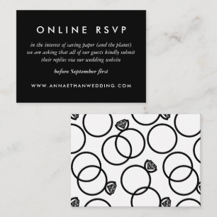 Moderne Rings Black White Wedding Online RSVP-kaar Informatiekaartje