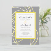 Moderne Rings Elegant Yellow and Gray Wedding Kaart (Staand voorkant)