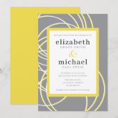 Moderne Rings Elegant Yellow and Gray Wedding Kaart (Voorkant / Achterkant)