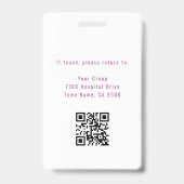 Moderne RN Aangepaste Foto ID Naam Megenta Badge (Achterkant)