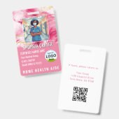 Moderne RN Aangepaste Foto ID Naam Roze Badge (Voor- en achterkant)