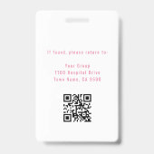 Moderne RN Aangepaste Foto ID Naam Roze Badge (Achterkant)