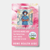 Moderne RN Aangepaste Foto ID Naam Roze Badge (Voorzijde)