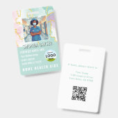Moderne RN Aangepaste Foto ID Naam Teal Badge (Voor- en achterkant)