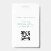 Moderne RN Aangepaste Foto ID Naam Teal Badge (Achterkant)
