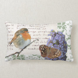 Moderne  Robin-vogelbloemen en vlindervlieg Kussen