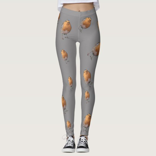 Moderne Robin-vogels roodborstgrijs Leggings (Voorkant)