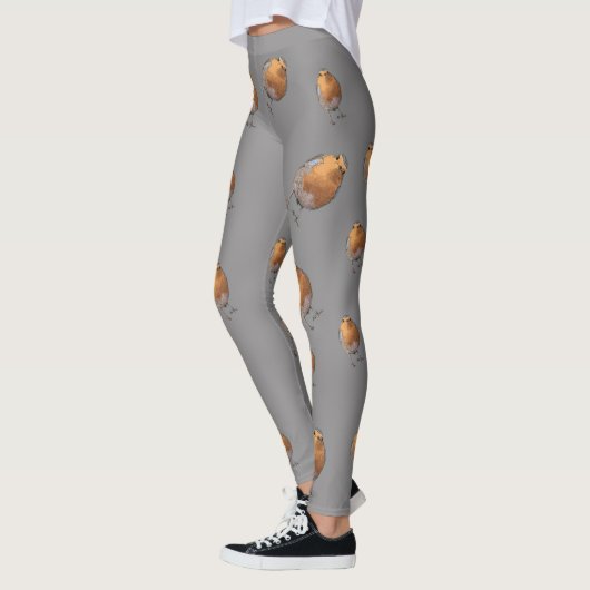 Moderne Robin-vogels roodborstgrijs Leggings (Links)