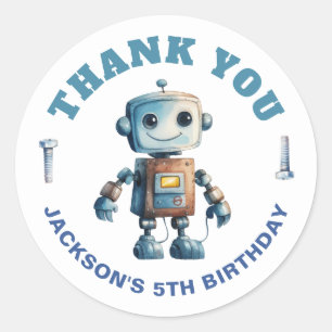 Moderne Robot Dank u Kinderen Verjaardag Ronde Sticker
