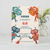 Moderne Robot Verjaardag Uitnodiging (Staand voorkant)