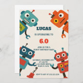 Moderne Robot Verjaardag Uitnodiging (Voorkant / Achterkant)