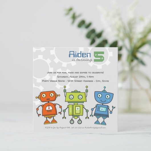 Moderne robots bots robot Birthday Party Kaart (Staand voorkant)