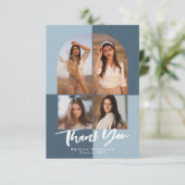 Moderne robuuste blauwe Arch 4 Foto Afstuderen Bedankkaart (Staand voorkant)