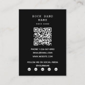 Moderne rockband muzikant zwart wit fotografie visitekaartje (Achterkant)