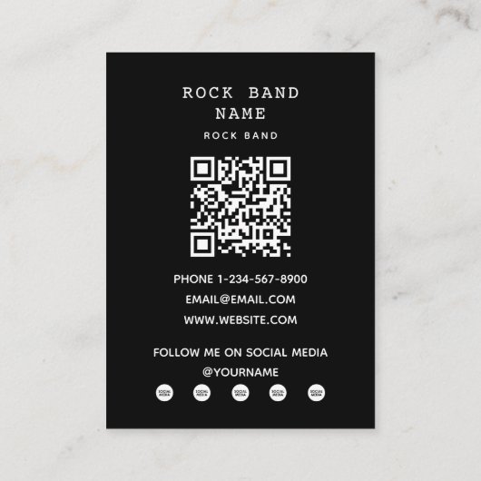 Moderne rockband muzikant zwart wit fotografie visitekaartje (Achterkant)