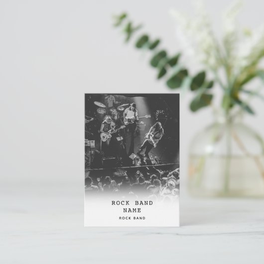 Moderne rockband muzikant zwart wit fotografie visitekaartje (Staand voorkant)