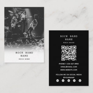 Moderne rockband muzikant zwart wit fotografie visitekaartje