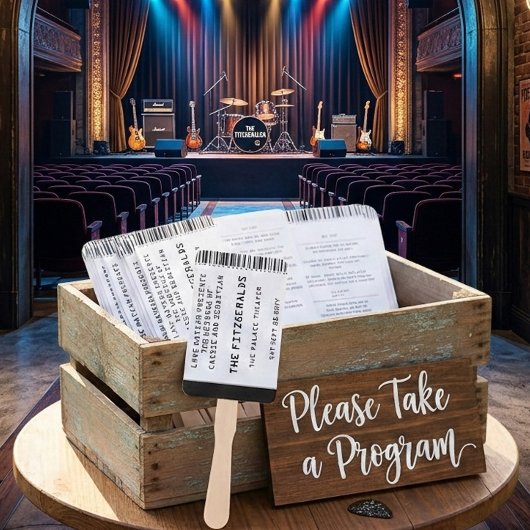 Moderne Rockconcert Ticket Huwelijksprogramma Handwaaier