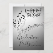 Moderne rockmuziek Zwart & Wit Afstudeerfeest Kaart (Voorkant)