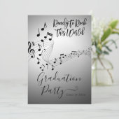 Moderne rockmuziek Zwart & Wit Afstudeerfeest Kaart (Staand voorkant)