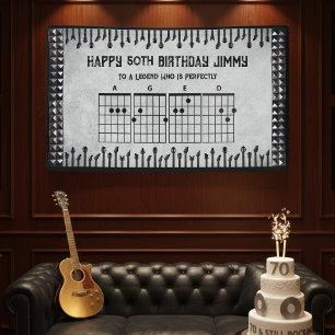 Moderne Rockster Gitaar 50ste Verjaardag Feest Ban Spandoek