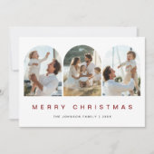 Moderne Rode 3 Boog Foto Nautische Kerstmis Feestdagenkaart (Voorkant)