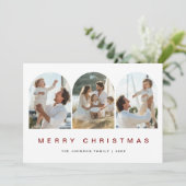 Moderne Rode 3 Boog Foto Nautische Kerstmis Feestdagenkaart (Staand voorkant)